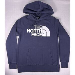 The North Face Navy Pullover Hoodie Women's Small Preloved Cotton/Poly Blend